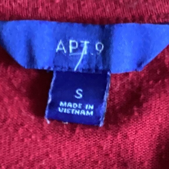 APT.9 Slub Knit V-Neck Tunic Top Side Hem Zippers/Slits Sz S Red 164B - Picture 8 of 10